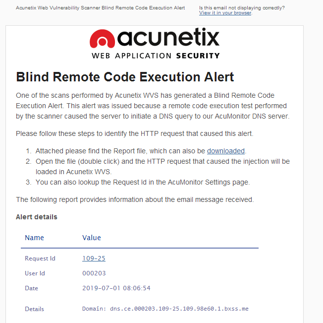 AcuMonitor Alert screenshot